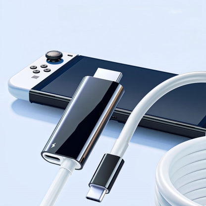 Black and white USB-C to HDMI cable connectors