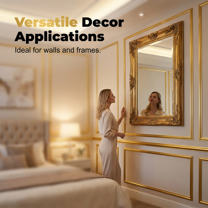 Gold trim around a mirror