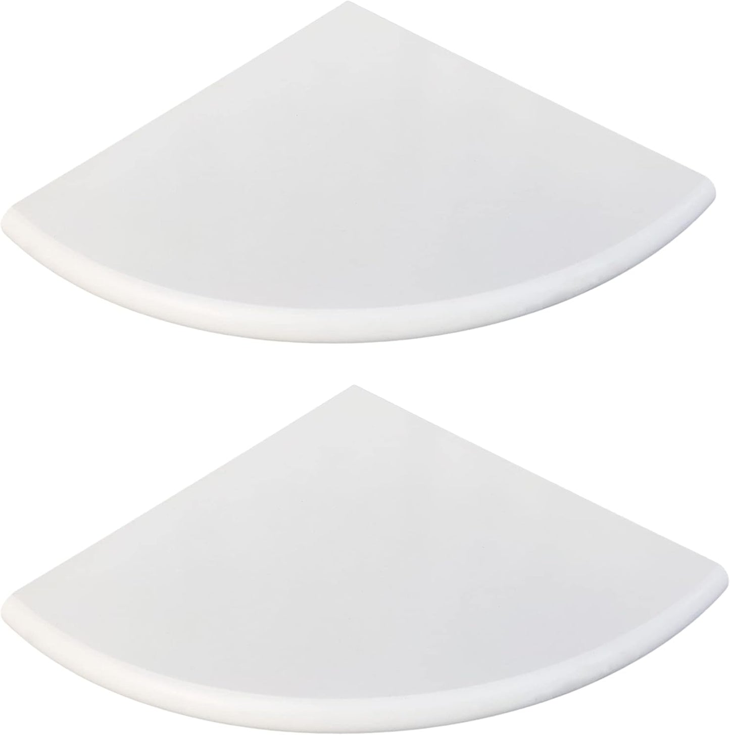 2 Pcs White Marble Corner Shower Shelf for Bathroom, 9'' x 9'' x 0.8'' Marble Corner Shelves for Bathroom Wall Mounted Both Side Polished