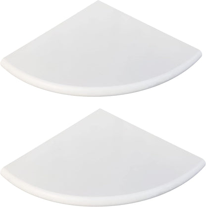 2 Pcs White Marble Corner Shower Shelf for Bathroom, 9'' x 9'' x 0.8'' Marble Corner Shelves for Bathroom Wall Mounted Both Side Polished