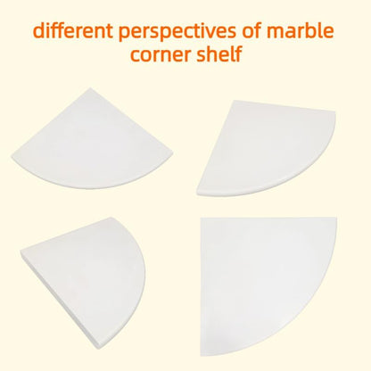 2 Pcs White Marble Corner Shower Shelf for Bathroom, 9'' x 9'' x 0.8'' Marble Corner Shelves for Bathroom Wall Mounted Both Side Polished