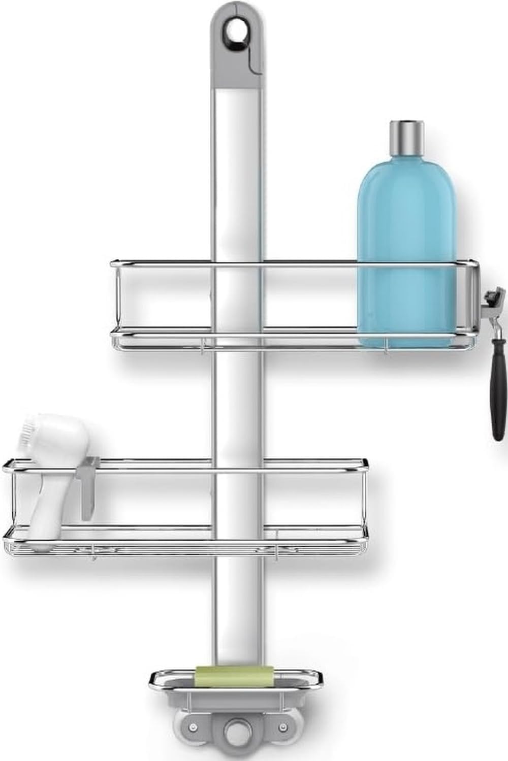 X-Large Adjustable Hanging Shower Caddy, Handheld Showerhead Compatible, Family-Size Bathroom Organizer with 12-Inch Extended Neck, Adjustable Shelves, Rust-Proof Stainless Steel
