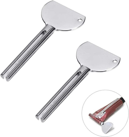 2 Pcs Stainless Steels Metal Tube Squeezer Keys Salon Manual Toothpaste Tube Squeezers, Aids Accessories (Silver)