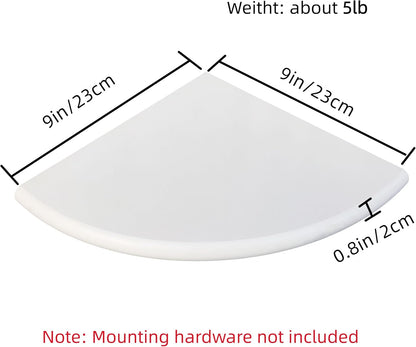 2 Pcs White Marble Corner Shower Shelf for Bathroom, 9'' x 9'' x 0.8'' Marble Corner Shelves for Bathroom Wall Mounted Both Side Polished