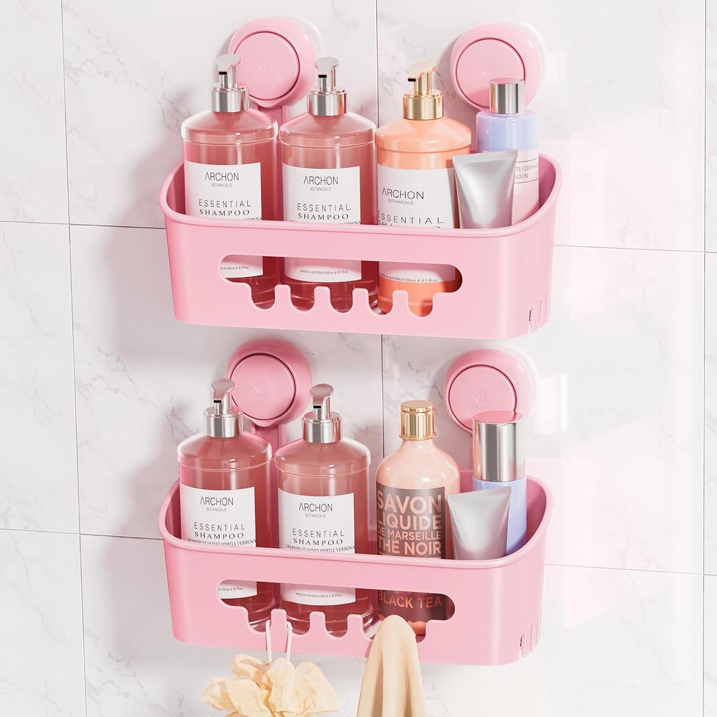 Shower Caddy Suction Cup, Shower Organizer Removable Bathroom Shelf, Storage Suction Powerful Max Hold 22lbs Bathroom Caddy Waterproof Holder, White
