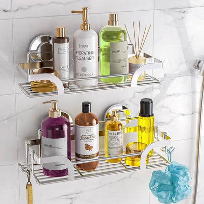 Shower Caddy Suction Cup, Shower Organizer Removable Bathroom Shelf, Storage Suction Powerful Max Hold 22lbs Bathroom Caddy Waterproof Holder, White