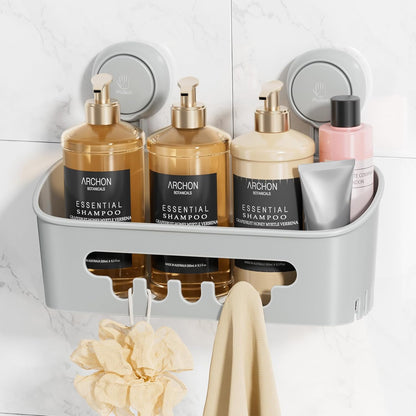 Shower Caddy Suction Cup, Shower Organizer Removable Bathroom Shelf, Storage Suction Powerful Max Hold 22lbs Bathroom Caddy Waterproof Holder, White