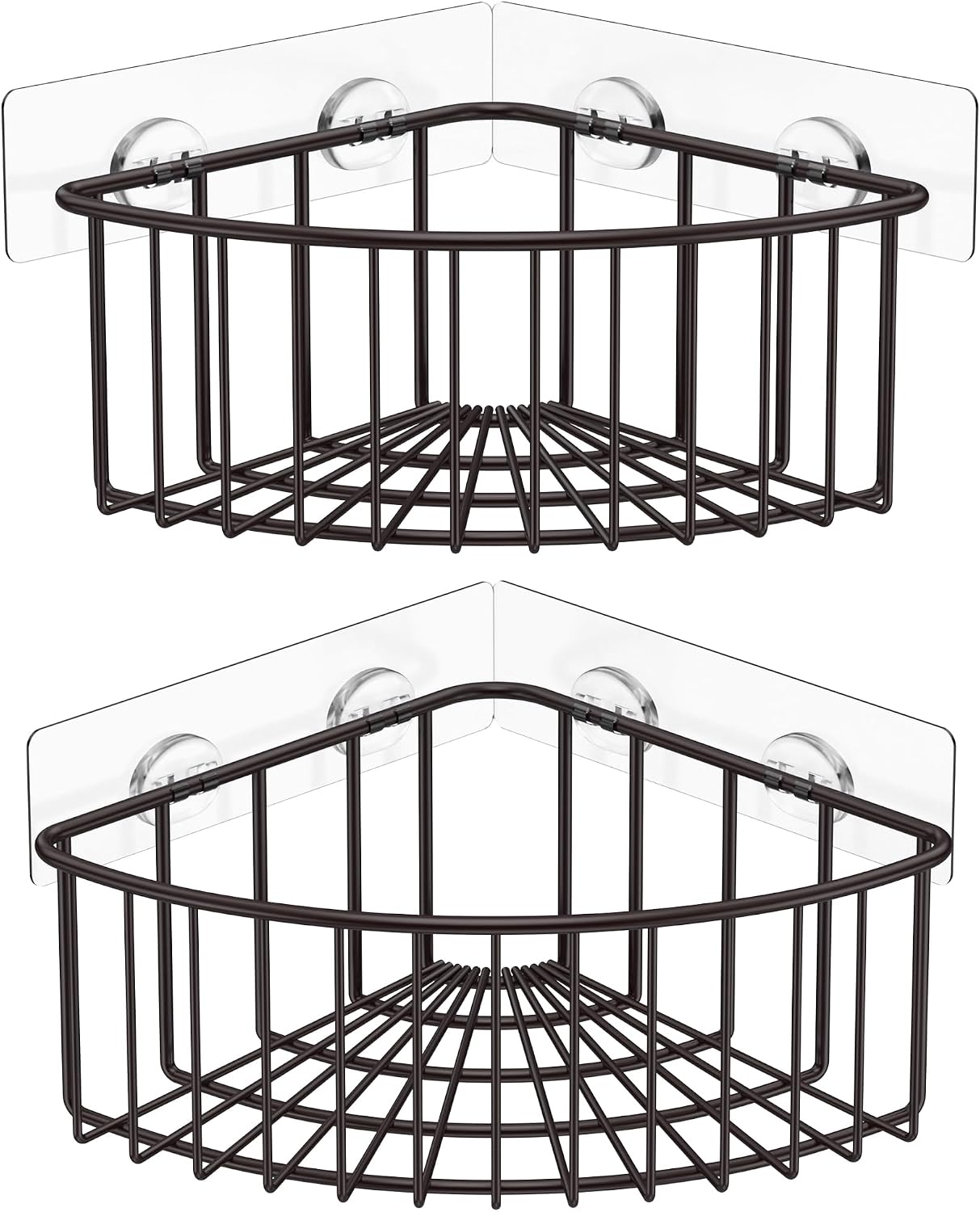 2-Pack Corner Shower Caddy, SUS304 Stainless Steel, Wall Mounted Bathroom Shelf with Adhesive, Storage Organizer for Toilet, Dorm and Kitchen (Silver)