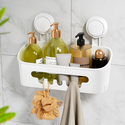Shower Caddy Suction Cup, Shower Organizer Removable Bathroom Shelf, Storage Suction Powerful Max Hold 22lbs Bathroom Caddy Waterproof Holder, White