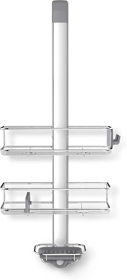 X-Large Adjustable Hanging Shower Caddy, Handheld Showerhead Compatible, Family-Size Bathroom Organizer with 12-Inch Extended Neck, Adjustable Shelves, Rust-Proof Stainless Steel