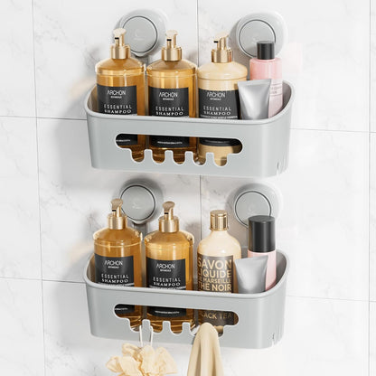 Shower Caddy Suction Cup, Shower Organizer Removable Bathroom Shelf, Storage Suction Powerful Max Hold 22lbs Bathroom Caddy Waterproof Holder, White