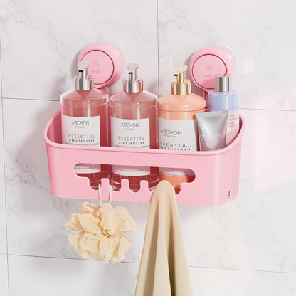 Shower Caddy Suction Cup, Shower Organizer Removable Bathroom Shelf, Storage Suction Powerful Max Hold 22lbs Bathroom Caddy Waterproof Holder, White