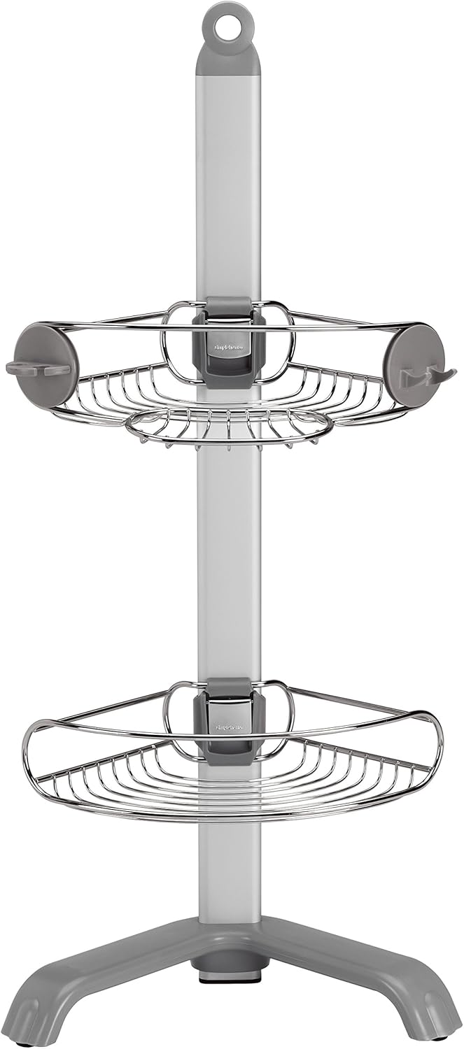 X-Large Adjustable Hanging Shower Caddy, Handheld Showerhead Compatible, Family-Size Bathroom Organizer with 12-Inch Extended Neck, Adjustable Shelves, Rust-Proof Stainless Steel