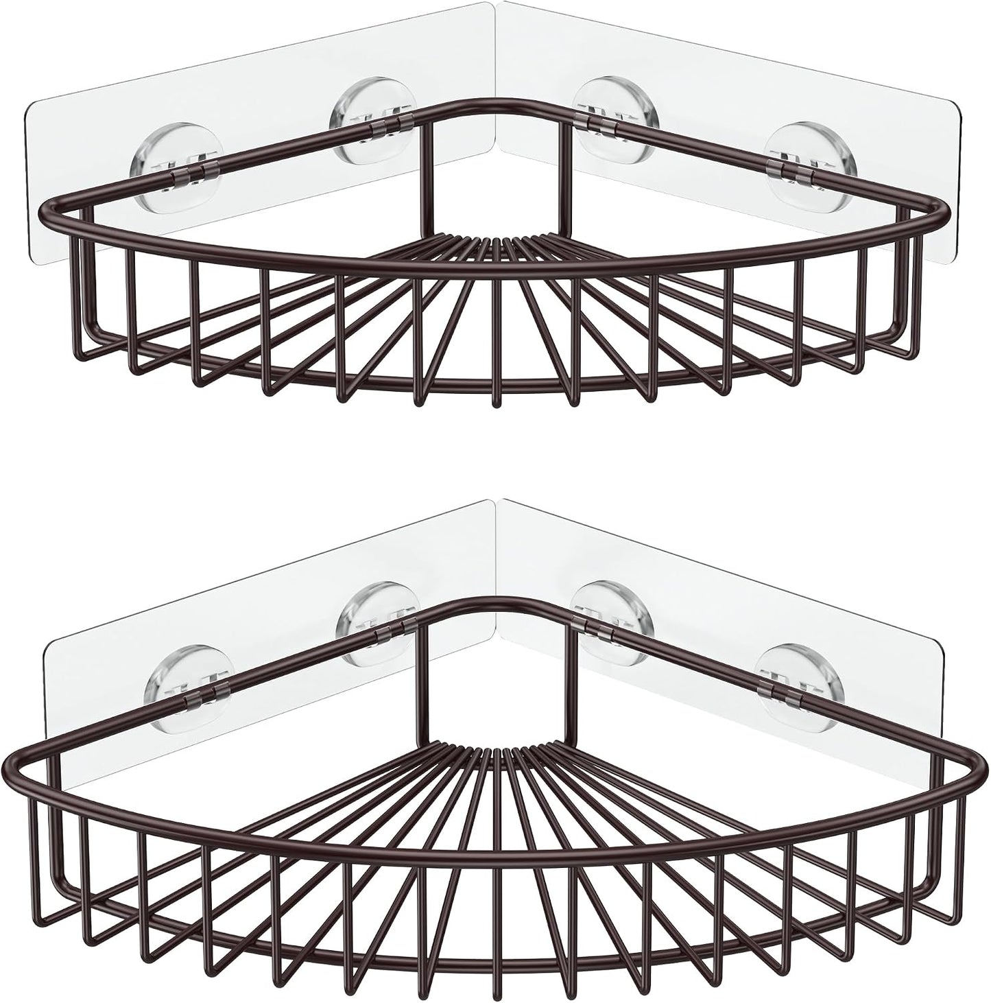 2-Pack Corner Shower Caddy, SUS304 Stainless Steel, Wall Mounted Bathroom Shelf with Adhesive, Storage Organizer for Toilet, Dorm and Kitchen (Silver)