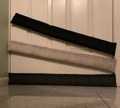 Door Draft Stopper made of Felt fabric with 4 magnets or 4 Adhesive strips; Stay put door draft Ready to use; 36" x 4" or custom made