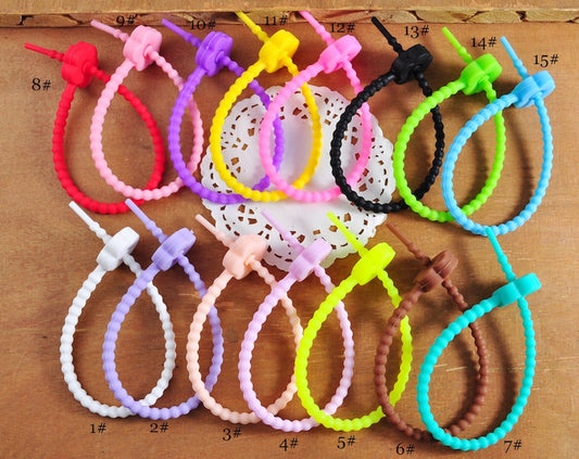 17Colors Flower Silicone Cord,Silicone Ties Bag Clip,Cable Straps,Bread Tie,Silicone Ties,Cable Ties,Bag Sealing Clips,Household Snake Tie
