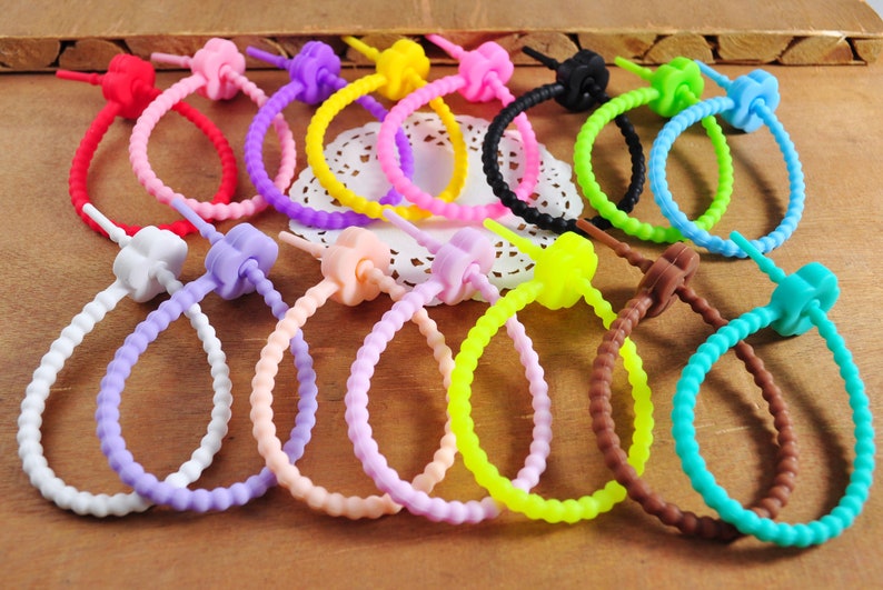 17Colors Flower Silicone Cord,Silicone Ties Bag Clip,Cable Straps,Bread Tie,Silicone Ties,Cable Ties,Bag Sealing Clips,Household Snake Tie