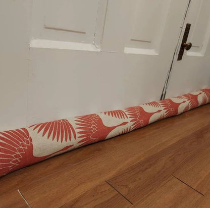 Linen Door Draft Stopper – Art Deco Swan Fabric, UNFILLED