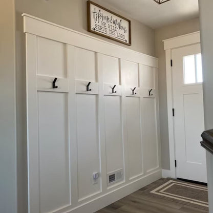 Brass Coat Hook for modern farmhouse walls, cabinets and mudrooms- available in brass, black, and steel