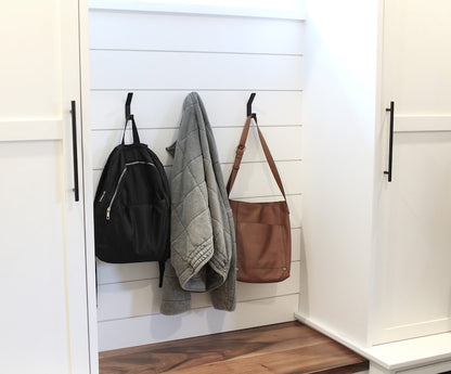 Brass Coat Hook for modern farmhouse walls, cabinets and mudrooms- available in brass, black, and steel