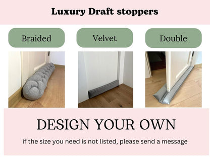 Double Door draft stopper Custom sizes Noise door stopper Velvet door draft stopper Big variety of colors