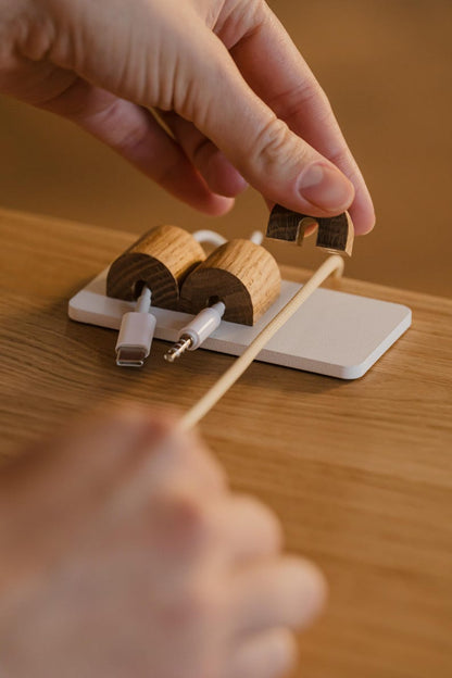 Magnetic Wood Cable Organizer: Desk Cord Management Solution