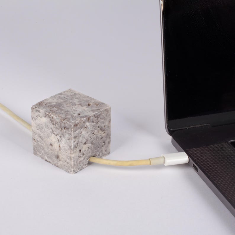 Travertine Cable Holder, Charging Cable Organizer, Cable Keeper, Charging Dock, Office Desk Cable Organizer, Office Gift, Cable Stopper