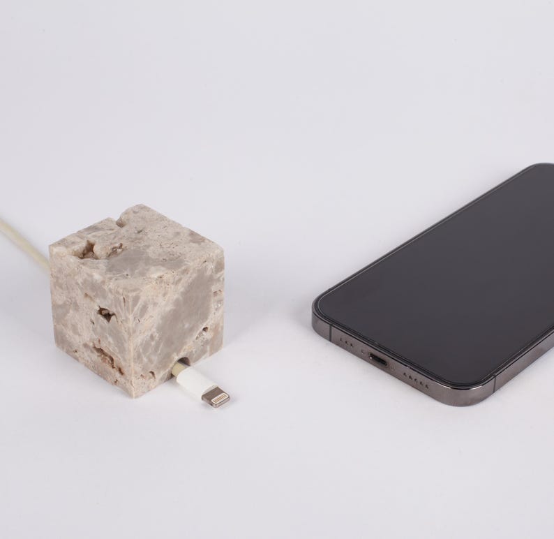 Travertine Cable Holder, Charging Cable Organizer, Cable Keeper, Charging Dock, Office Desk Cable Organizer, Office Gift, Cable Stopper