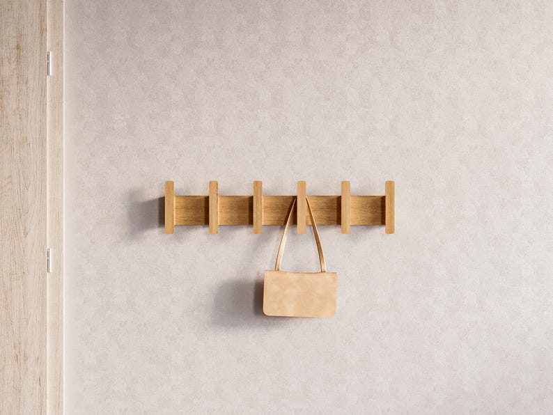 Wooden wall hanger - Wall hanger - Scandinavian entryway hanger - Modern wall hook - Oak coat rack -  Minimalist wall rack