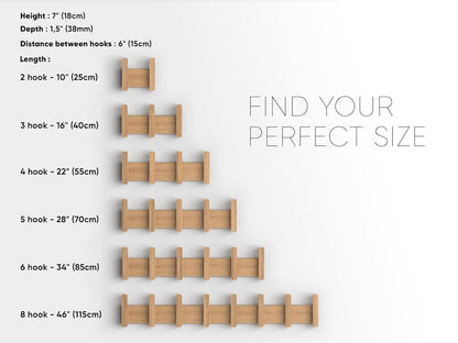 Wooden wall hanger - Wall hanger - Scandinavian entryway hanger - Modern wall hook - Oak coat rack -  Minimalist wall rack