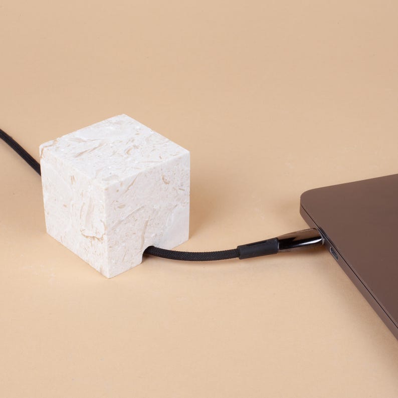 Travertine Cable Holder, Charging Cable Organizer, Cable Keeper, Charging Dock, Office Desk Cable Organizer, Office Gift, Cable Stopper