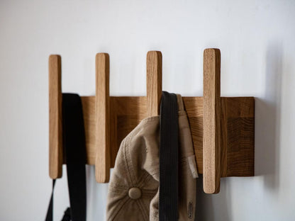 Wooden wall hanger - Wall hanger - Scandinavian entryway hanger - Modern wall hook - Oak coat rack -  Minimalist wall rack