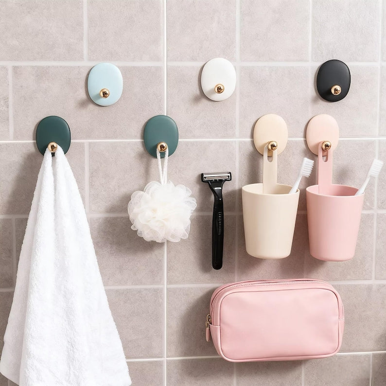 colorful Wall Hooks for DIY Projects - washroom Towel, Coats, Keys - Oval Adhesive Hooks hooks for Handmade Wall Hangers - Kids Room Decor
