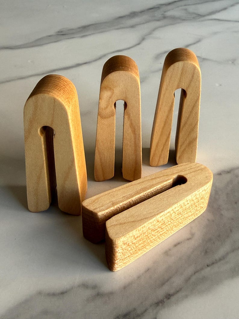 Wooden Minimalist Bag Clips, Made in USA, Set of 2 or 4