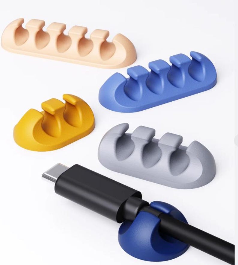 Set of 5 Cable Organizer – Desk Cord Holders, Cable Clips