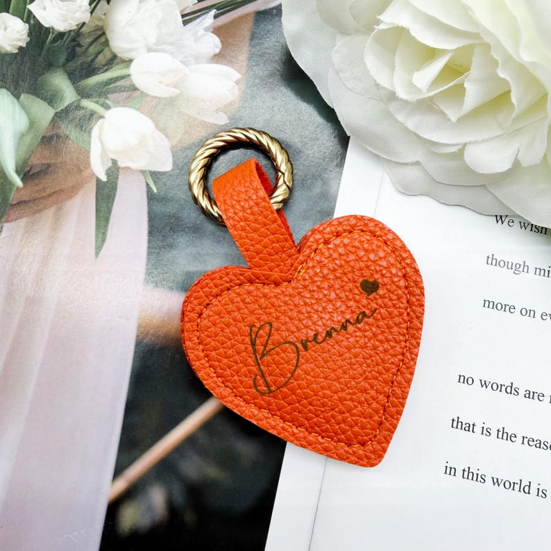 Personalized Leather Heart Hat Clip, Magnetic Bag Accessory, Travel Keychain Holder