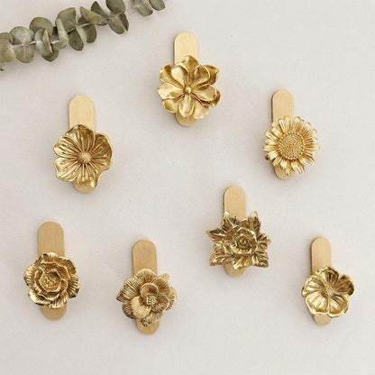 Brass flower adhesive wall Hooks for Bag, Hat,Coat - brass hook Bathroom Wall Towel Hanging Wall Hooks,Craft Supplies for handmade wall hook