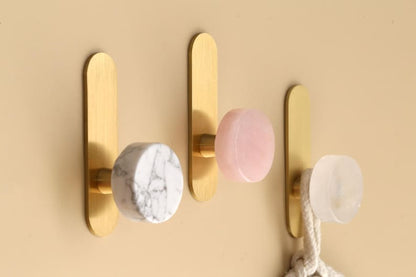 Luxury crystal quartz adhesive brass hook,Bathroom towel hook,Custom Engrave minimalist wall hanger,Modern Adhesive no drill wall hook